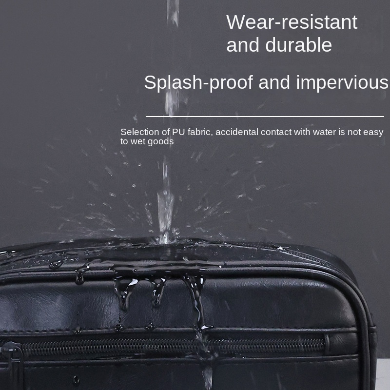 Heren lederen toilettas Reizen Zakenreizen Draagbare make-uptas Grote capaciteit Multi Pocket Handheld lederen toilettas