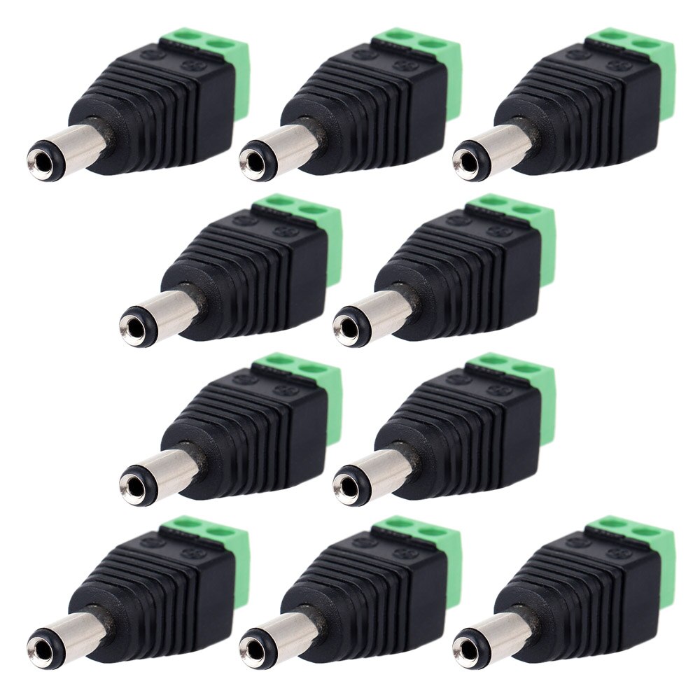 10Pcs 5.5mm x 2.1mm DC Male CCTV DC Power Plug Jack Screw Terminal Adapter Connector