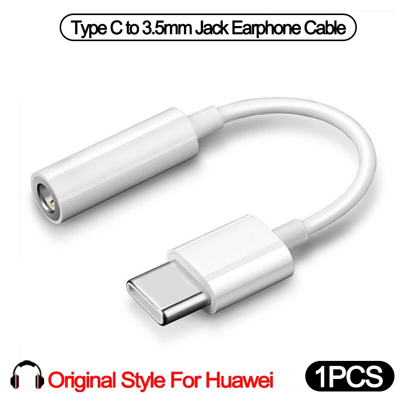 Type  c 3.5 jack øretelefon audio aux kabel til xiaomi samsung usb c  to 3.5mm hovedtelefonadapter til huawei  p20 p30 pro mate 20 30: 1 stk-hvid huawei