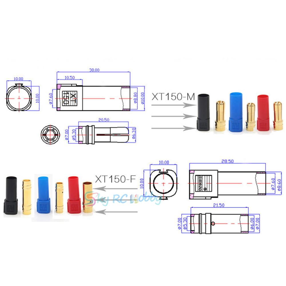 6Pairs 10Pairs Vergaren XT150 6Mm Bullet Connector Adapter Plug Set Man Vrouw 130 Hoge Nominale Ampère Voor rc Lipo Batterij