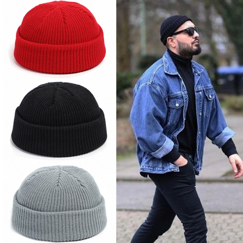 Cappelli lavorati a maglia per Le Donne Scutellaria Uomini Cappello Del Beanie di Inverno Retro Senza Tesa Baggy Melon Cap Polsino Docker Pescatore Berretti Cappelli Per uomini