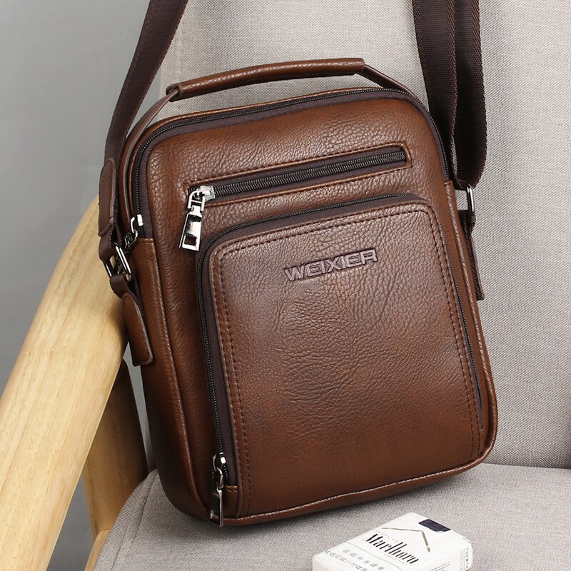 Business pu læder messenger taske mænd håndtaske top mandlige skuldertasker mænd crossbody tasker enkelt afslappet lynlås