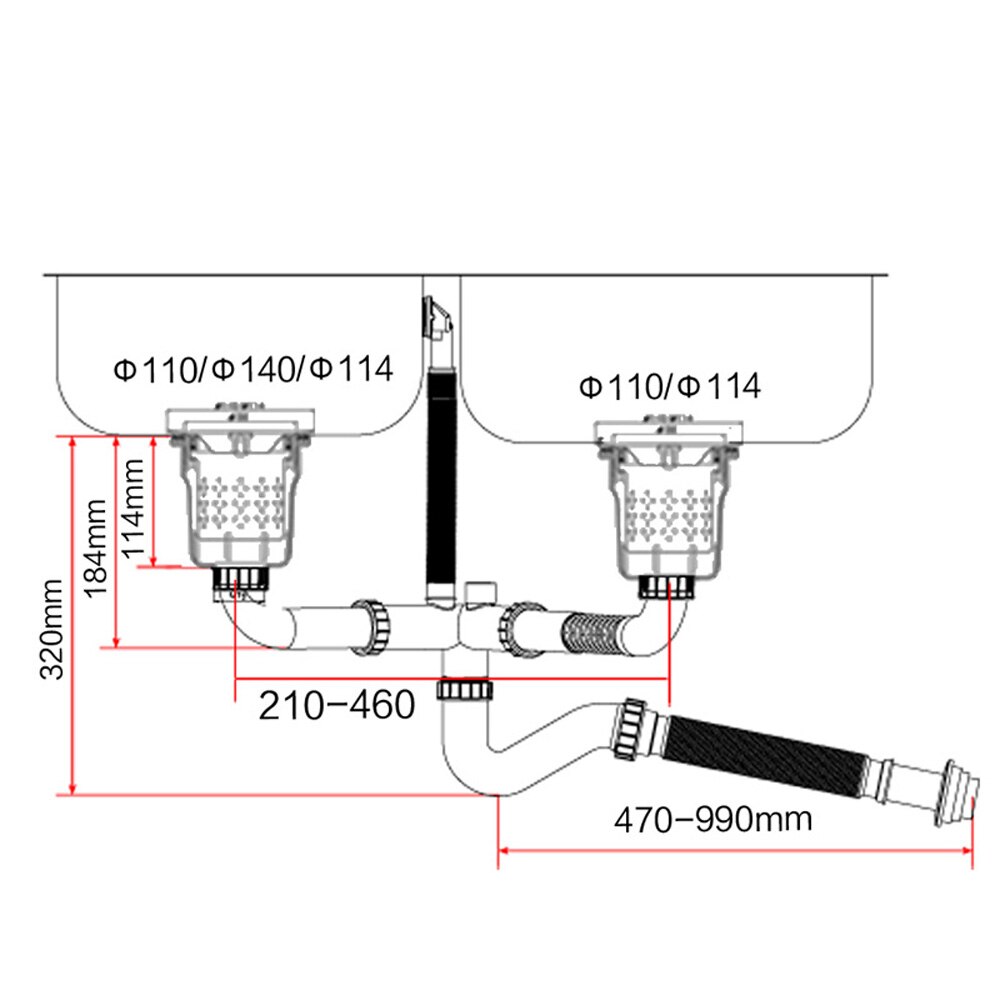 Talea Double kitchen sink drain waste set with drainpipe Drain strainer Waste with Overflow Kitchen Fixtures Z8015C015