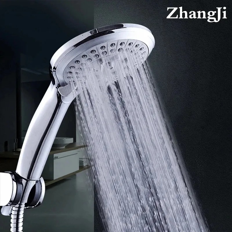Zhang Ji 5 Modes Siliconen Nozzle Douchekop Houvast Neerslag Jet Spray Hoge Druk Krachtige Douchekop Verchromen