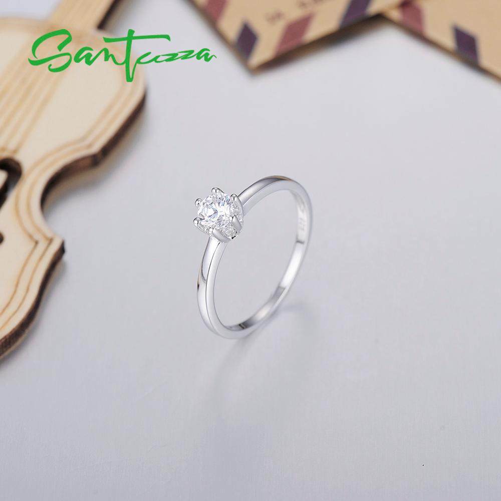 Santuzza 925 Sterling Silver Rings For Woman Sparkling White CZ Stones Silver Engagement Romantic Chic Female Rings Fine Jewelry