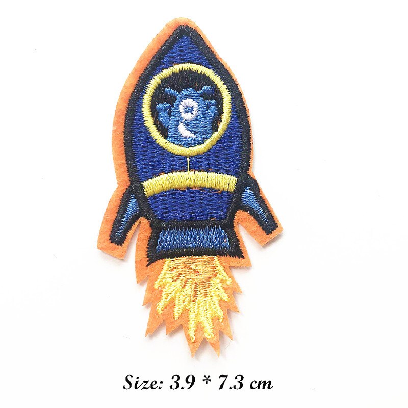 Rocket Flying saucer Space ship Patches Embroidered for Clothing DIY Stripes Applique Clothes Stickers Sewing Iron On Clothes: 8