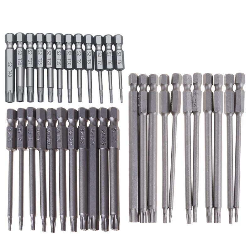 11/12pcs Tamper Proof Security Drill Bit Set Torx Screwdriver Flat Head 1/4" Hex Bits PXPC