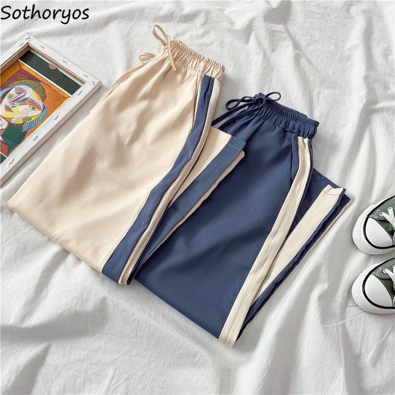 Sleep Bottoms Women Pajama Pants Patchwork Paneled Baggy Cozy Elasticity Ins Sleepwear Wide Leg Trousers Harajuku Comfortable