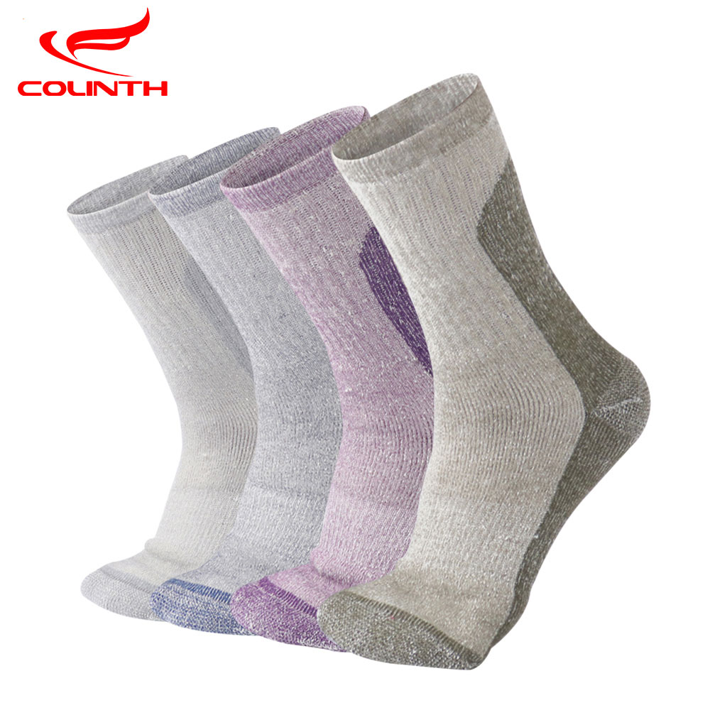 1 Pair Compression Socks Merino Wool Cushioned Crew Socks Unisex Breathable Warm Socks for Hiking Backpacking Trekking Climbing