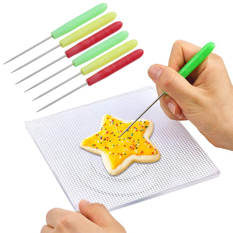 Plateau tournant antidérapant, support rond antidérapant, outils de cuisson de gâteau à bricolage-même, plaque à gâteau en métal, décoration rotative avec 6 aiguilles de scriptions: with mat