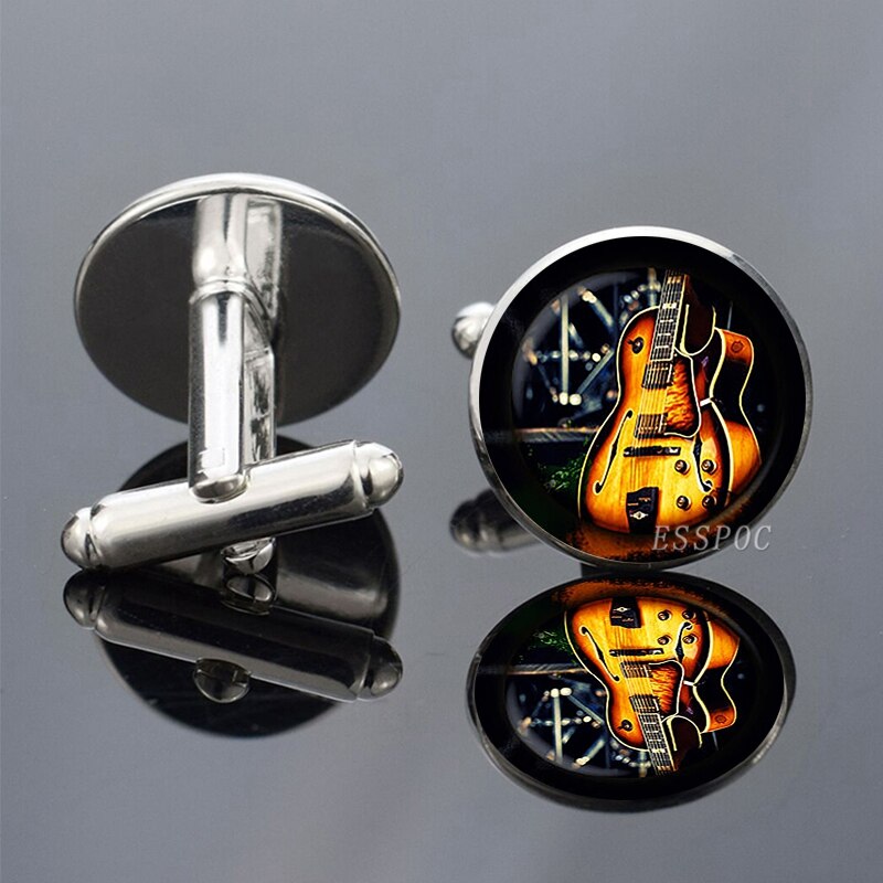 Musical Instruments Piano Flute Violin Guitar Music Symbol French Shirt Cufflinks for Men Wedding Cufflinks Cuff Links: size 2