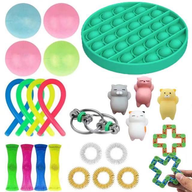 23PCS Pack Zappeln Sensorischen Spielzeug Set Stress Relief Spielzeug Autismus Angst Relief Stress Pop Blase Zappeln Spielzeug für Kinder erwachsene