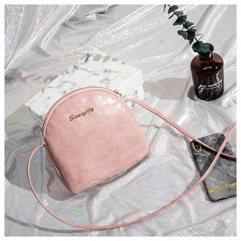 DONLEE QUEEN Shell Women Messenger Bags Cross Body Bag PU Leather Solid Vintage Mini Female Shoulder Casual Bag: Pink
