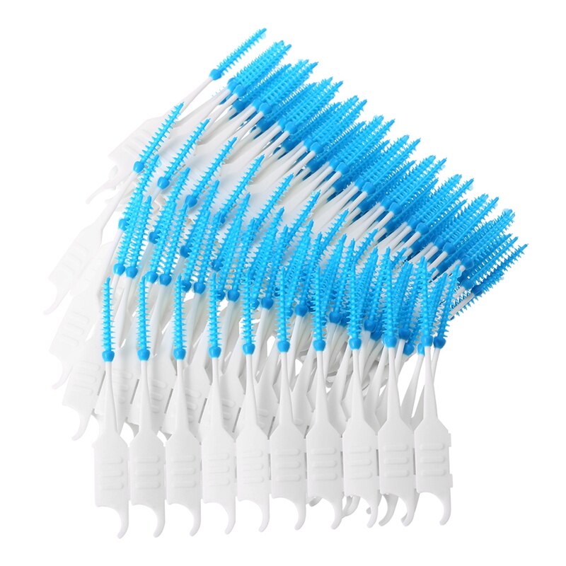 200Pcs/Box Soft Silicone Dental Floss Interdental Brush Disposable Teeth Stick Toothpicks Floss Tooth Pick Oral Care Brush Cle