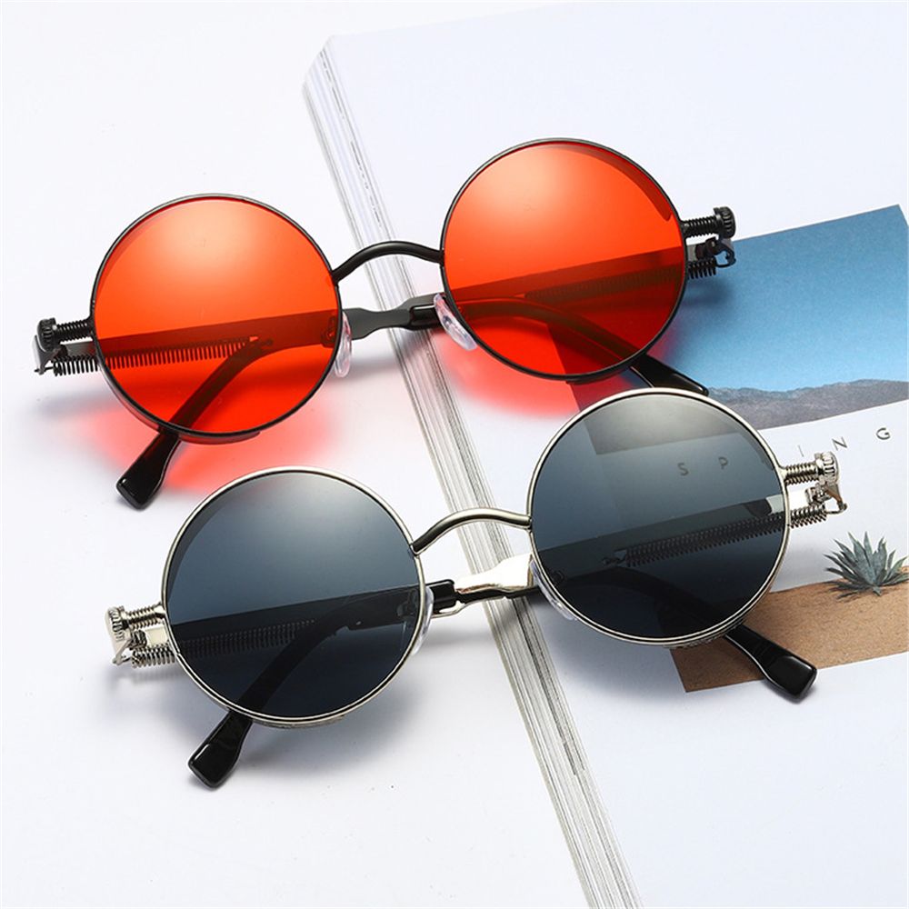 Steampunk Frauen Männer Runde Sonnenbrille Metallrahmen Brillen UV400 Schutz gotisch Jahrgang-Party Zubehör