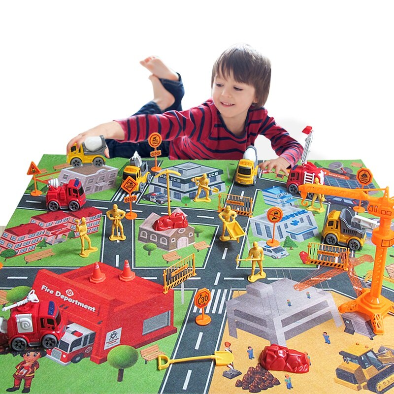 31Stck Trägheit Ingenieurwesen Fahrzeug Feuer Lkw mit freundlicher Spiel matt Straße Zeichen Hängen Turm Zubehör einstellen freundlicher spielzeug