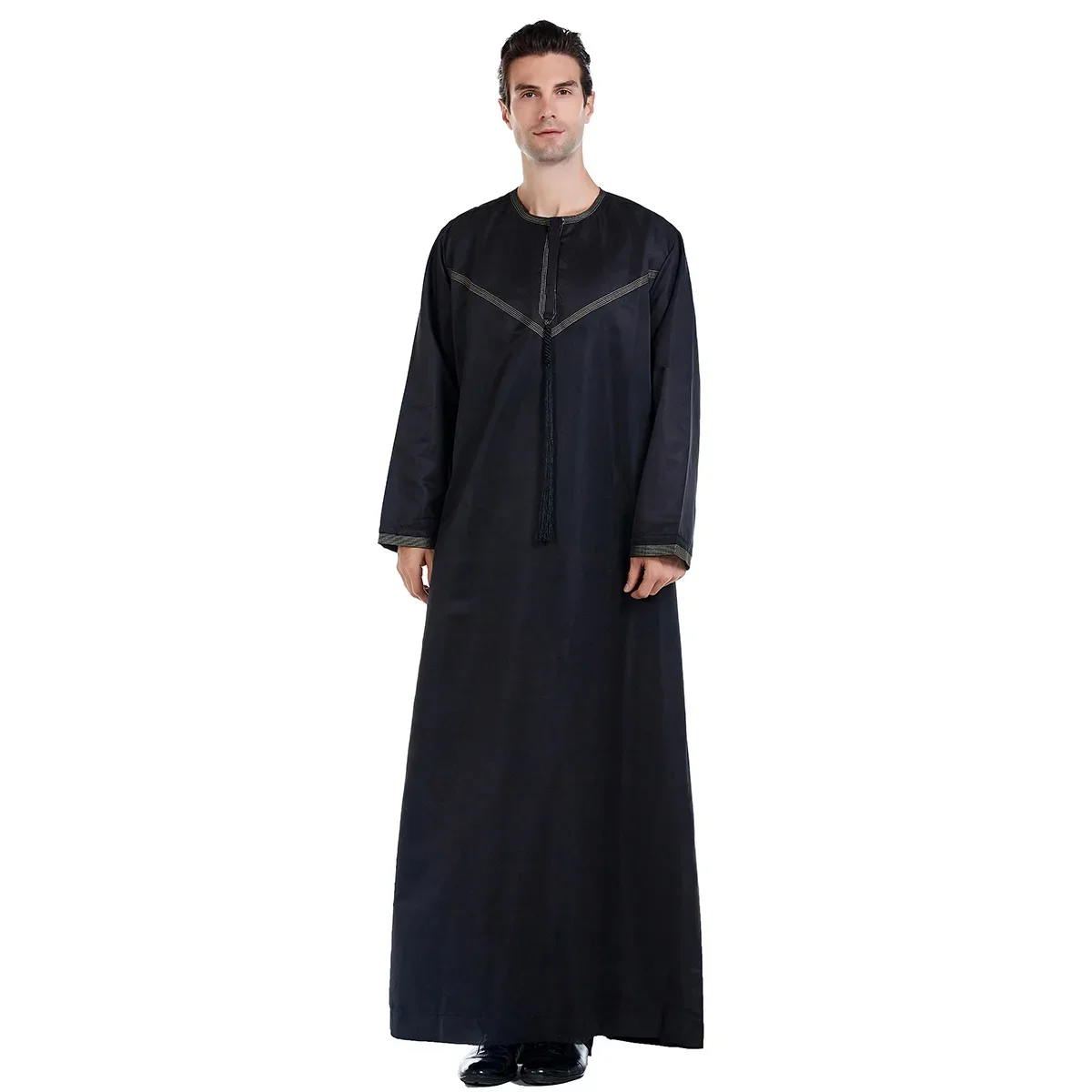 Ramadan Muslimische Männer Kleidung Jubba Thobe Langes Kleid Pakistan Dubai Arabisch Djellaba Kaftan Abaya Islamische Gebet Kleid Gottesdienst: S / Schwarz