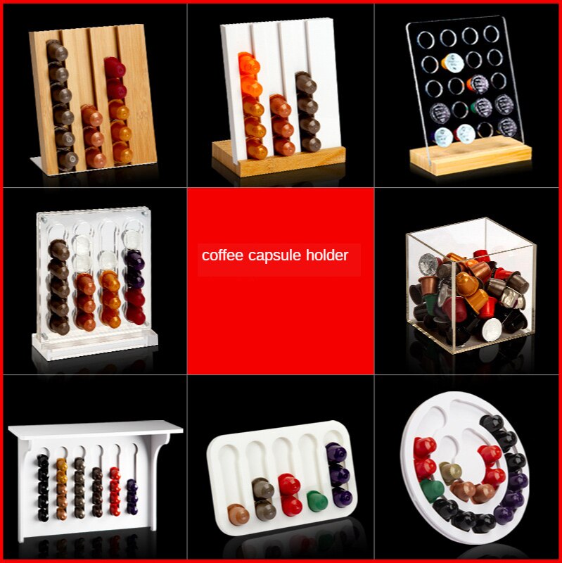 Nespresso Capsule Holder Acrylic Coffee Capsule Storage Rack Dispensing Tower Display Stand Wall-mounted