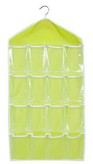 1pc 16 lommer fri over dørhængende taske skostativ bøjle opbevaring ryddelige arrangør hjem hæng opbevaringsetui  ok 0458: Grøn