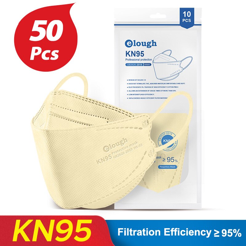 Elough – masque de protection respiratoire FFP2/KN95, lot de 10 à 100 pièces, approuvé par l&#39;espagne