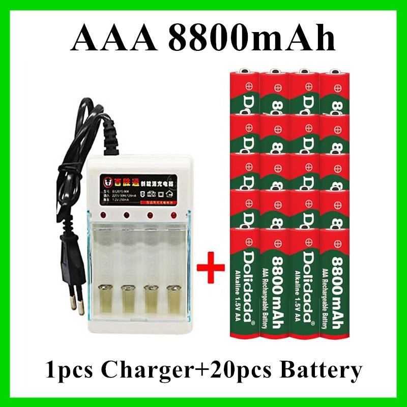 Aaa batteri 8800 mah genopladeligt batteri aaa 1.5 v 8800 mah genopladeligt alcalinas drummey  +1 stk 4- celle batterioplader