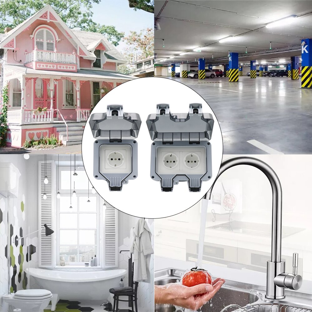 German DE EU Standard IP66 16A AC250V Weatherproof Waterproof Outdoor Wall Power Socket Box Electrical Outlet for Charging Pile