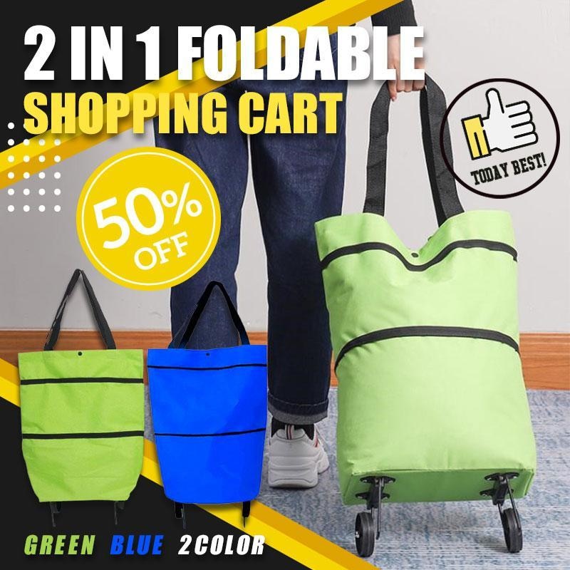 2 in 1 foldbar indkøbskurv med hjul premium oxford stof multifunktion indkøbstaske arrangør høj kapacitet