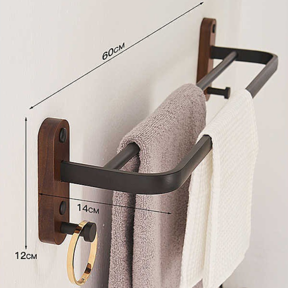 Juego de accesorios de baño de madera de nogal negro, toallero de baño, soporte de papel higiénico, estante de barra de toalla, accesorios de baño: Blanco