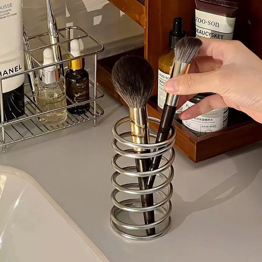 Stainless Steel Toothbrush Holder Metal Bathroom Accessories Tool for Toothpaste Makeup Brush Storage Rack Home Decoration