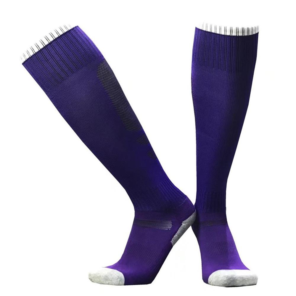 Kids Football Socks Long Tube Boys And Girls Soccer Socks Thickening Towel Stokings Sports Socks Protective Foot: ETM 013 purple