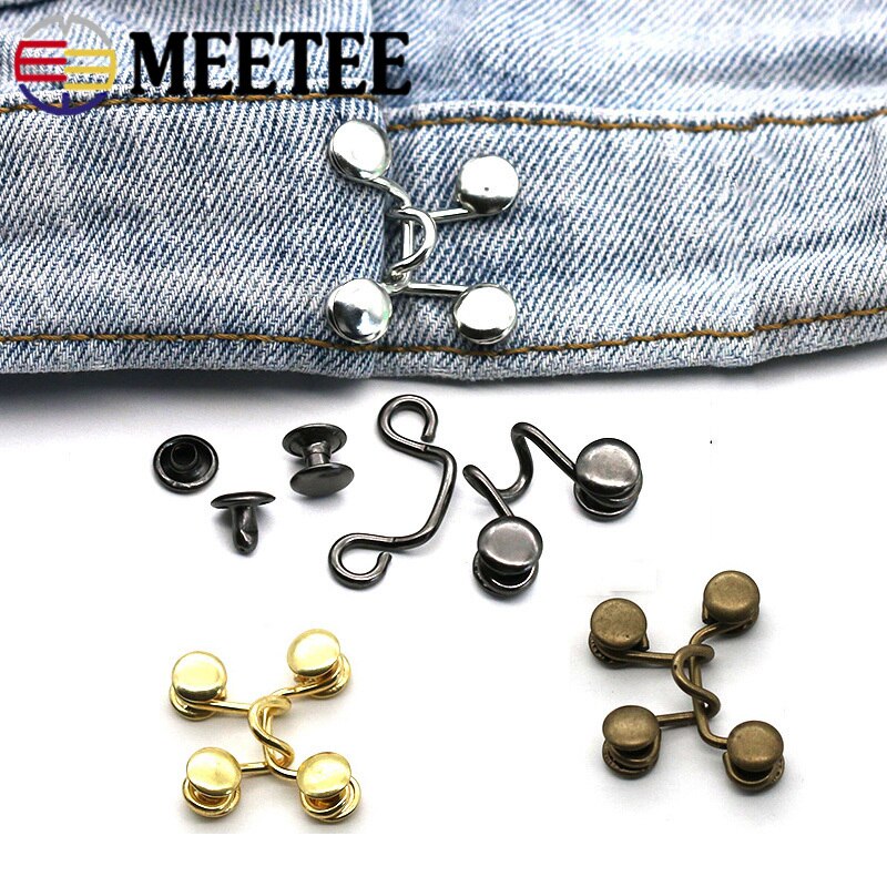 Møde 10 sæt 27 x 28/32 x 28mm metal tøjkroge jeans talje justering spænde aftagelig nitteknap diy usynlige justeringsknapper