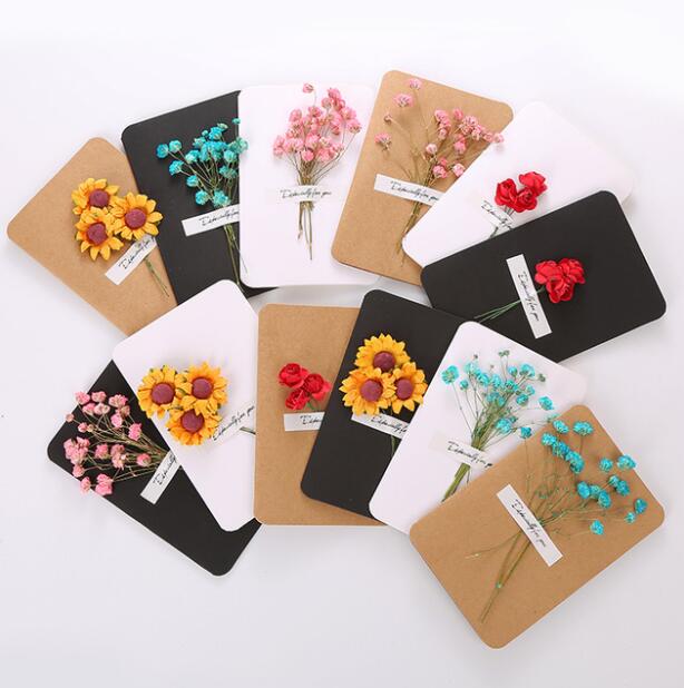 Tørre blomsterkort bursdagskort for jente barn kone mann bursdagskake gratulasjonskort postkort kort