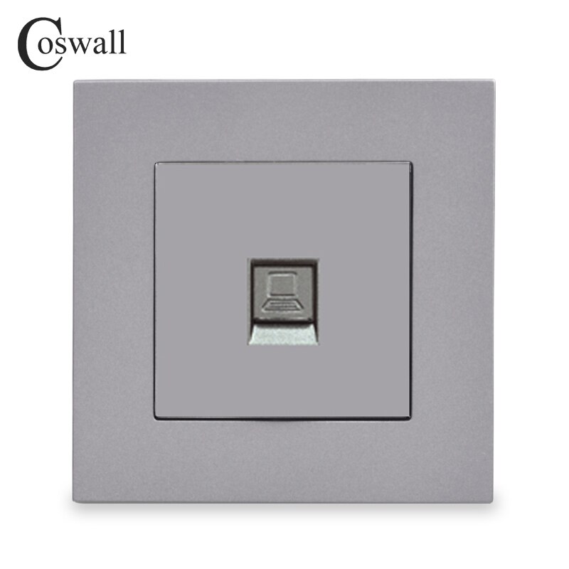 COSWALL Simple Style PC Panel Wall Socket 1 Gang CAT5E RJ45 Internet Computer Outlet Data Jack Black White Grey Gold E20 Series