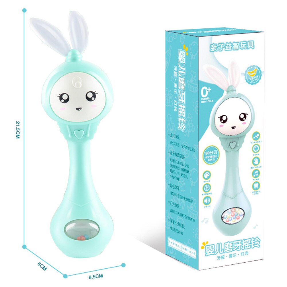 Del fumetto Del bambino Del Coniglio Scuotere sonaglio Campana A Mano con Musica Leggera Massaggiagengive Giocattolo Regalo