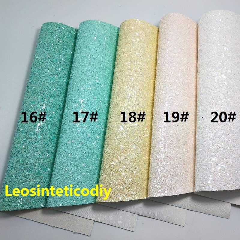 1pc 21 x 29cm syntetiskt läder, cuero sintetico chunky glitter konstläder för att göra rosetter tillbehör  t109