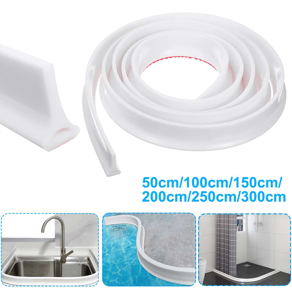 50-300Mm Siliconen Badkamer Water Stopper Blocker Douche Dam Droge En Natte Scheiding Flood Barrier Deur Bodemafdichting strip