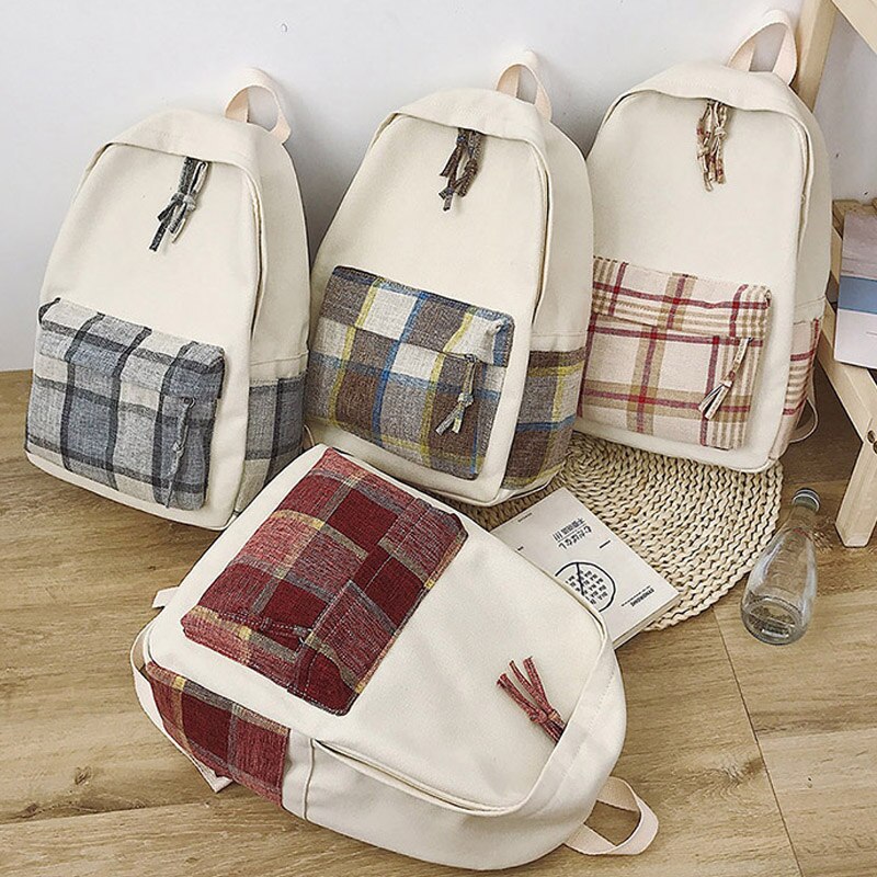 Mode Plaid Schooltassen Voor Tiener Meisjes Jongens Schooltas Rugzak Canvas School Rugzakken Kids Kind Tas Reizen Rugzakken