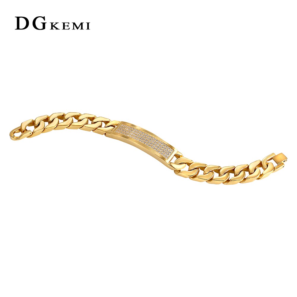 Hip Hop Multi-layer Crystal Men's Rapper Bracelet Full Rhinestone Pave Gold Color Miami Cuban Link Chain Bracelets Men Jewelry