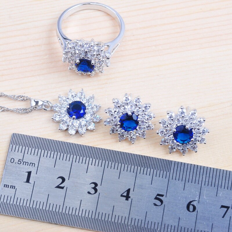 Ensemble de bijoux de mariage en zircon pour femmes, bijoux de luxe, cristal bleu, pendentifs, collier, boucle d&#39;oreille, fête, QZ0152