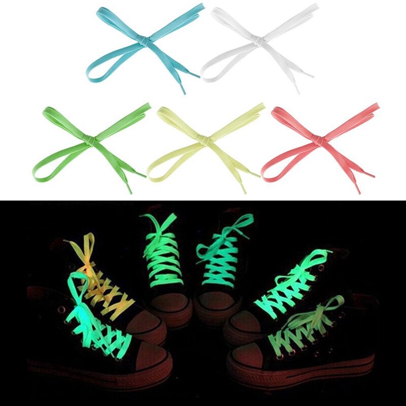 1pair Luminous Shoelaces Fluorescent Shoelace sneakers Shoelace Glow in Dark Night Glowing Shoe Laces Shoestring