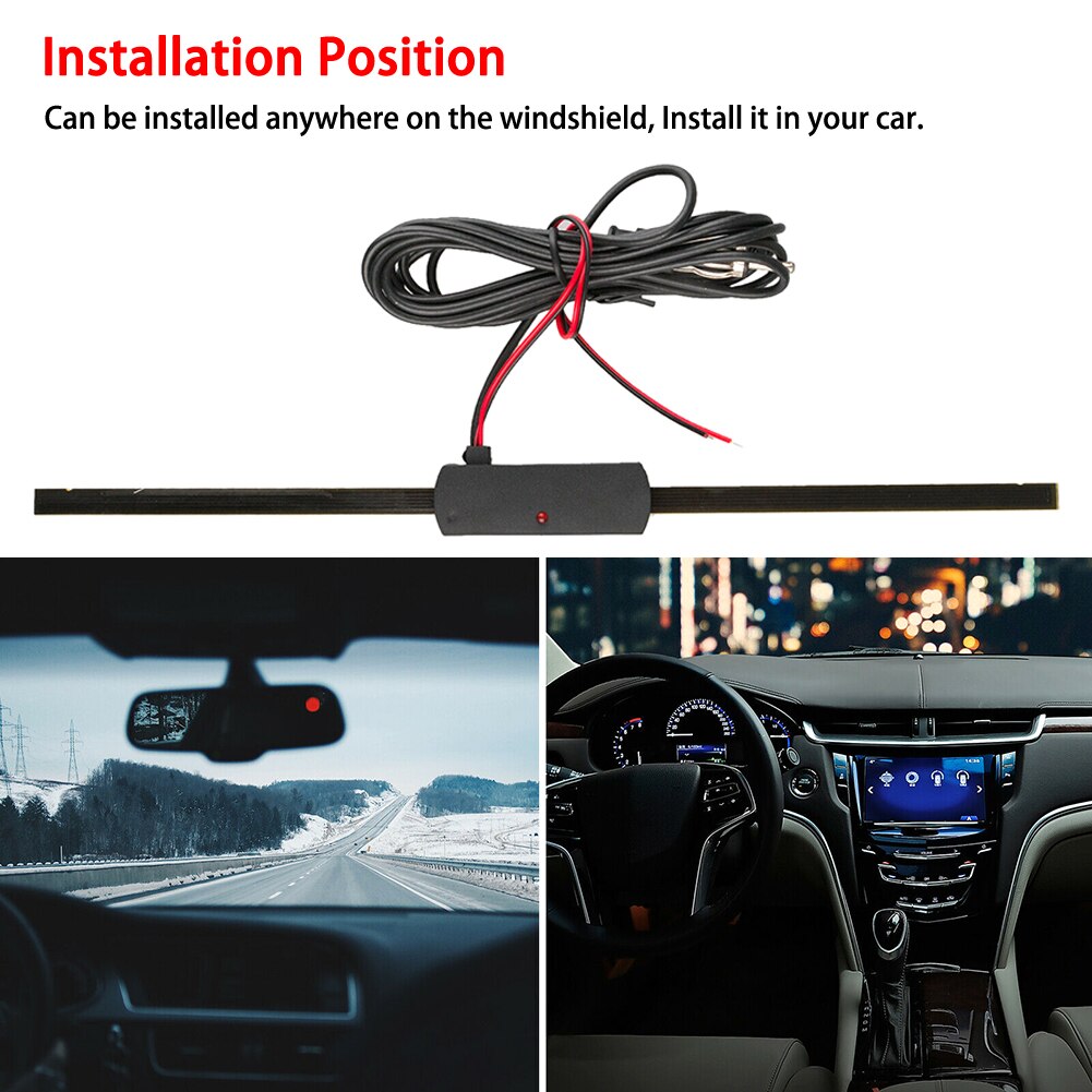 12V Universal Car Radio Aerial Windshield Electronic Hidden AM FM Radio Antenna Signal Amplifier Booster Antena Amplified Kit