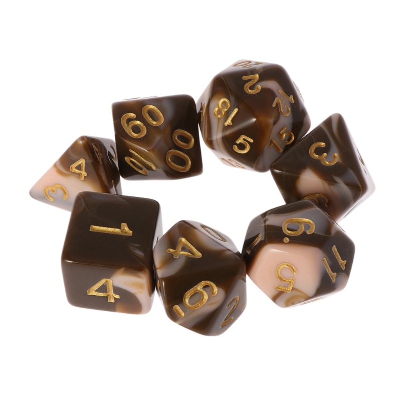 7pcs/set Sided Dice D4 D6 D8 D10 D12 D20 For Dungeons Dragon D D RPG Poly Game