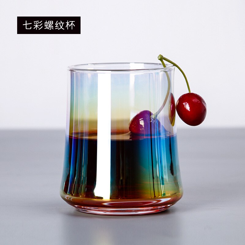 Simple home life glass water cup tea cup, colorful glass juice cold drink whiskey glass beer wine set: Colorful
