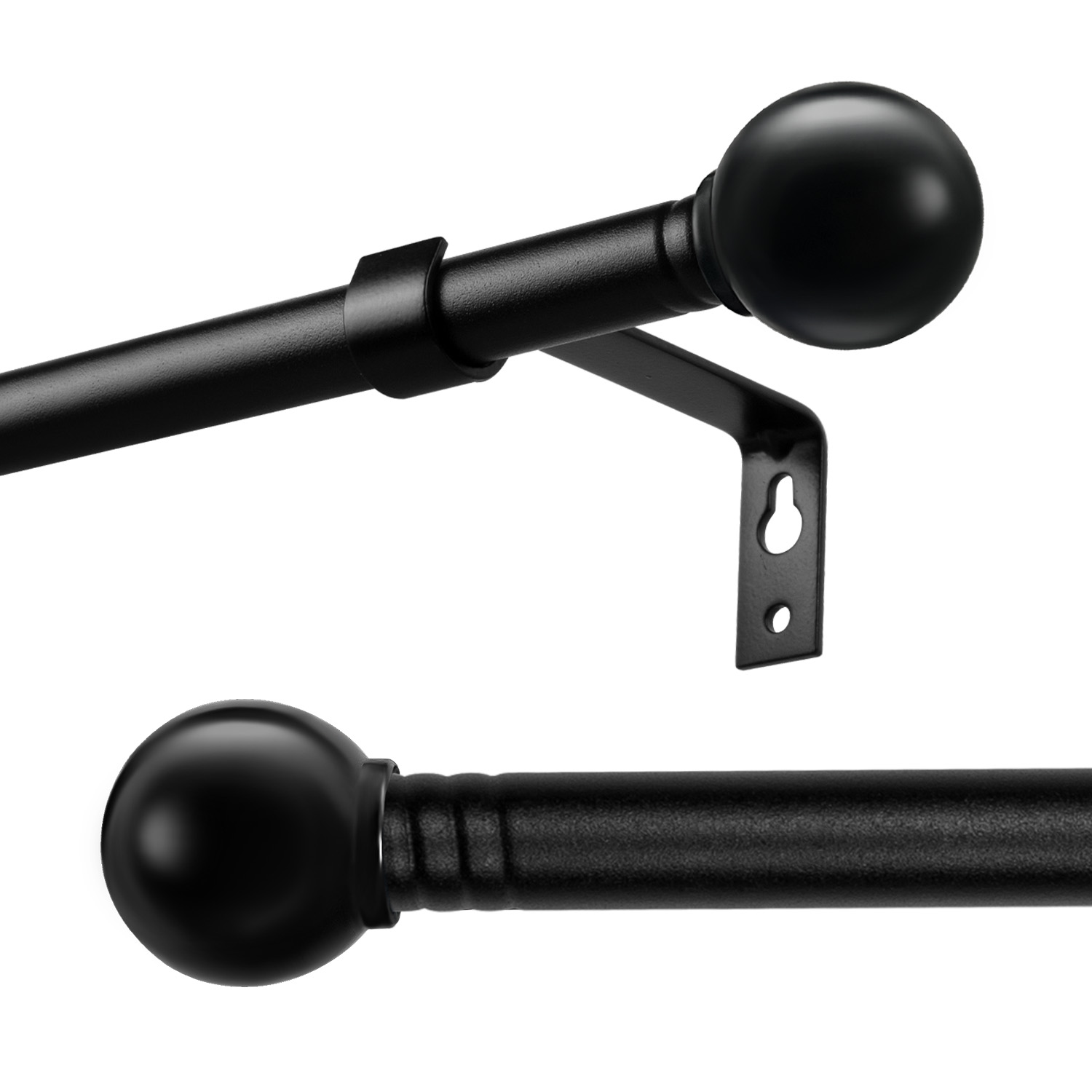 Black Curtain Rods for windows 24 to 94 inch, Splicing Heavy Duty Metal Curtain Rod Set with Brackets: XS（old）