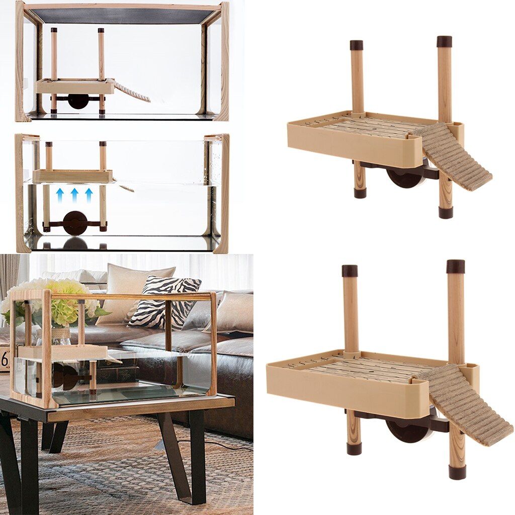 Turtle Terrapin Tank Float Pier Basking Platform with Food Feed Trough