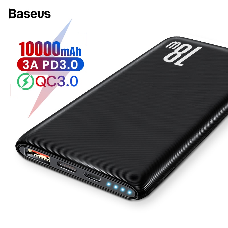 Baseus 18W Pd Quick Charge 3.0 Power Bank 10000Mah QC3.0 Type C Powerbank Draagbare Externe Batterij Oplader Voor xiaomi Iphone