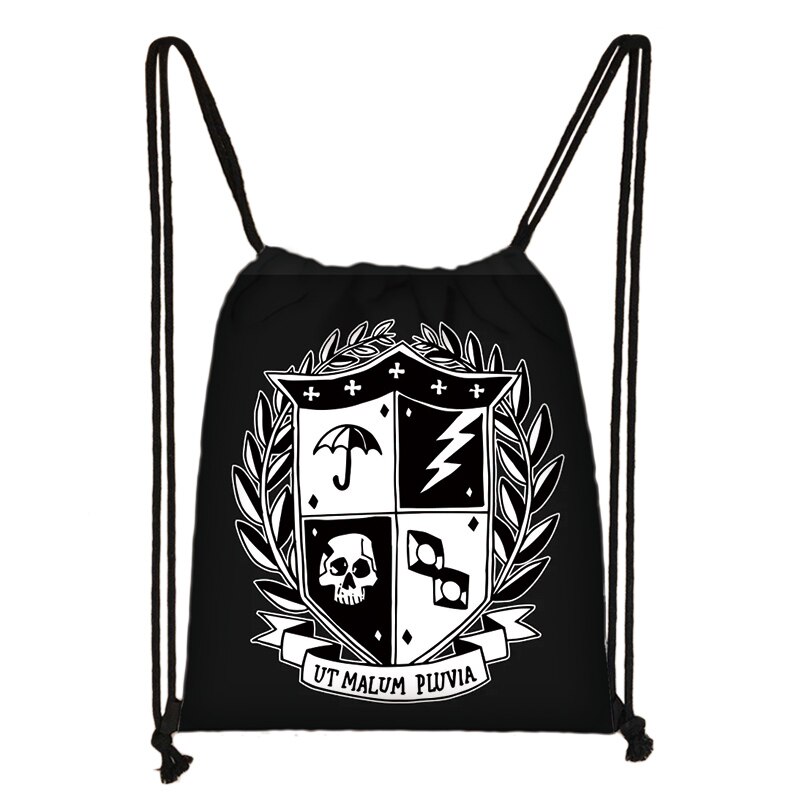 The Umbrella Academy-mochila con cordón 3D para niños y niñas, morral estampado, informal, de uso diario: 008