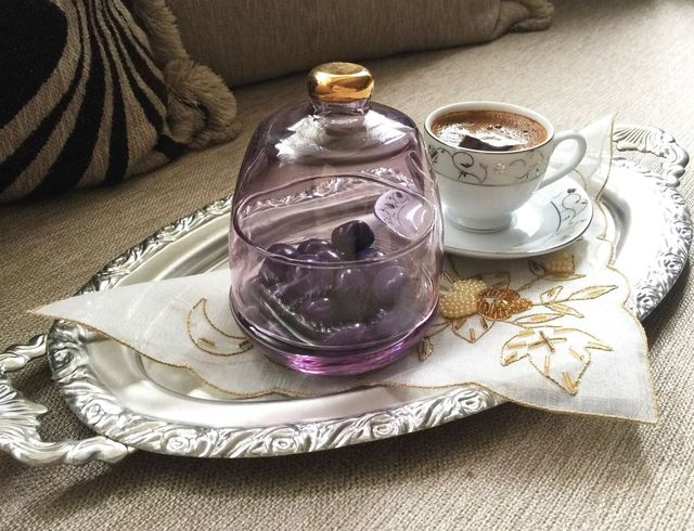 Glas sockerskål burk lock porslin middagsset dessert mat servering frukost behållare för kökstillbehör hem: Lila-guld  -  255 cc