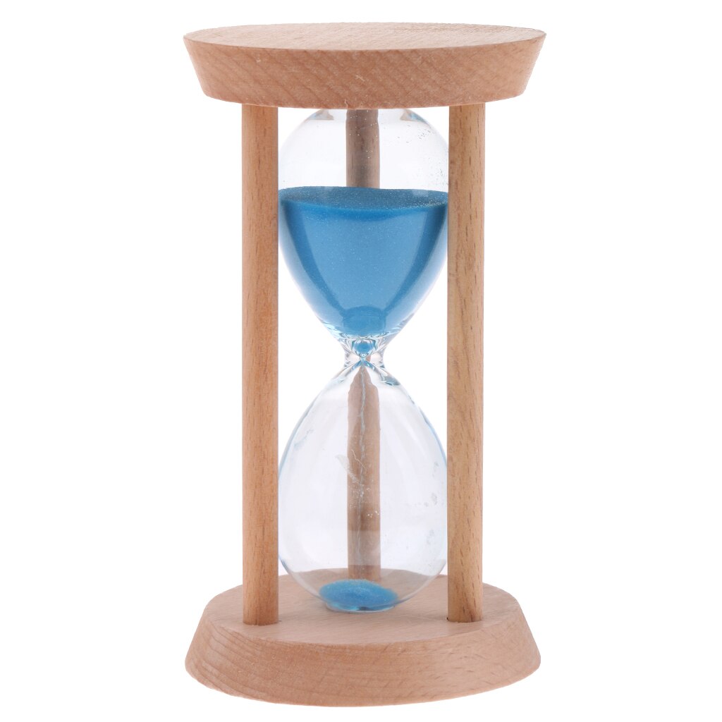 MagiDeal 30 Minutes Wooden Frame Sand Timer with Blue Sand Hourglass Home Decoration