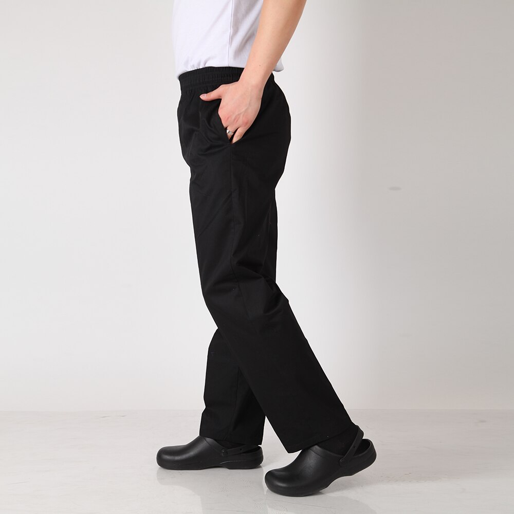Grid Men Restaurant Kitchen Elastic Waist Chef Bakery Cafe Canteen Work Wear Pants Waiter Suit Trousers Business